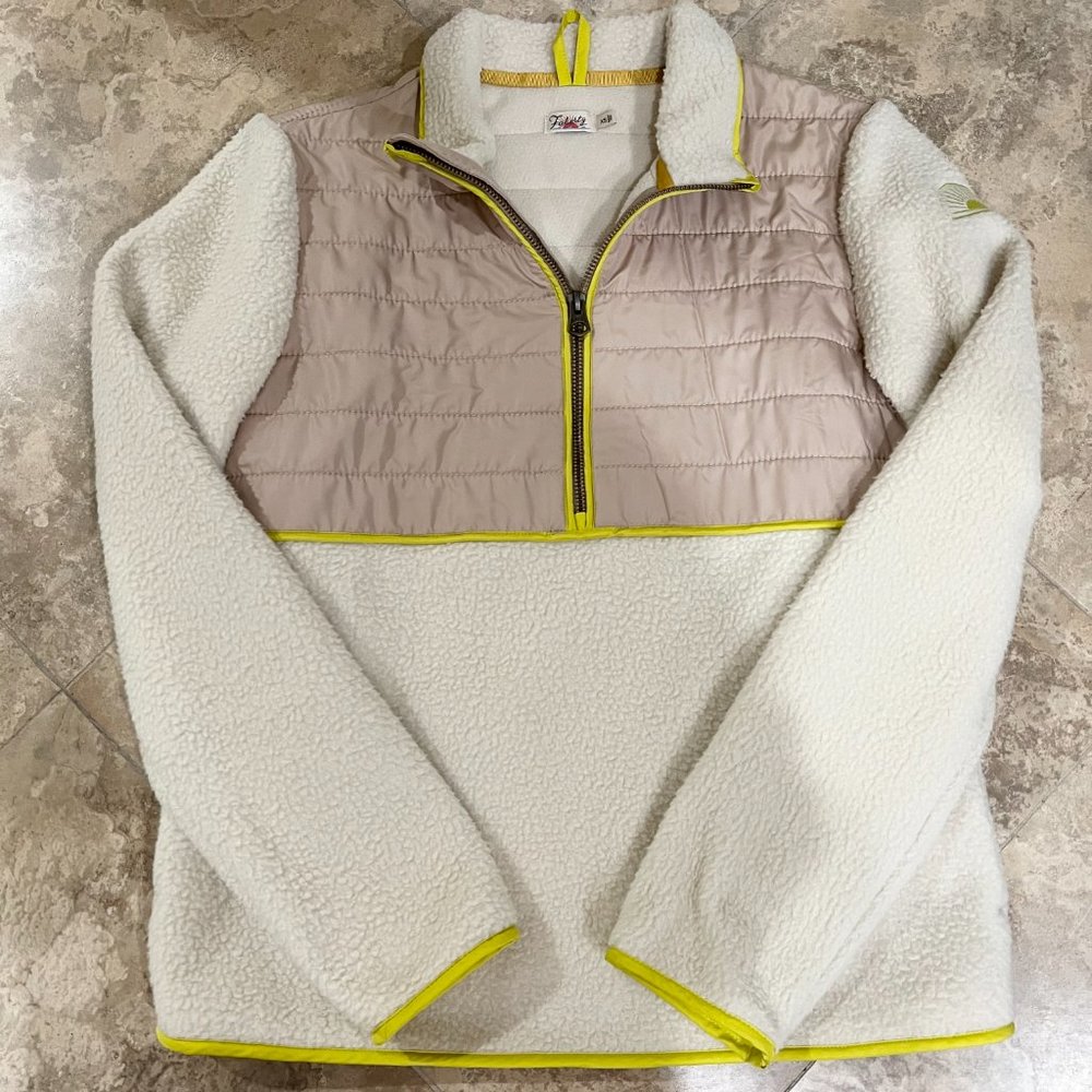 FAHERTY Cobble Hill Popover 1/2 Zip Sweatshirt Jacket Women's XS Cream New 1/4